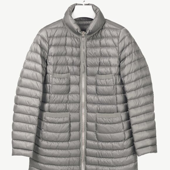 Moncler Longue Saison Bogue Grey Nylon Puffer Coat - Picture 1 of 16